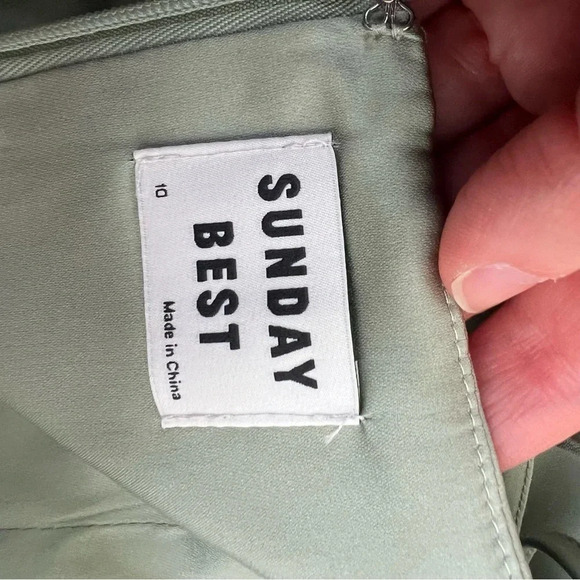 Aritzia Sunday Best Satin Mini Dress in Sage Frost Size 10 B13 - Picture 5 of 9